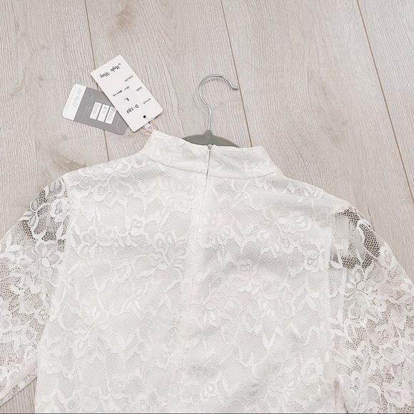 NWT Ivory Long Sleeve Lace Mini Dress - Picture 6 of 10